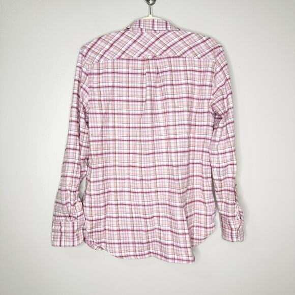 J.Crew Womens Button-Up Shirt Flannel Plaid Long Sleeve Classic-Fit Pink Size 4 - Picture 2 of 7